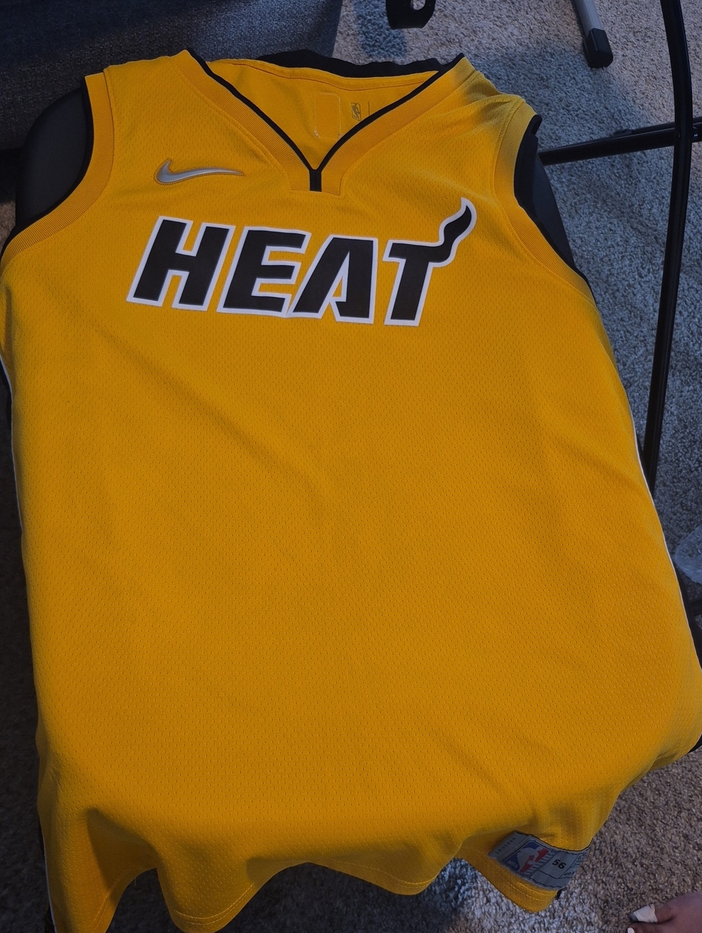 Nike Yellow Miami HEAT Basketball Swingman Jersey with Black Trim